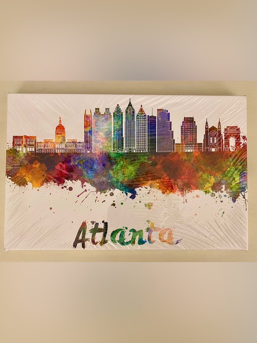 New Atlanta Watercolor Skyline Wall Art - Colorful City Print